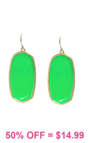 Neon Lime oval bling earrings