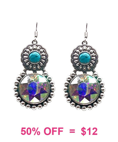 Silver & Turquoise concho with bling earrings