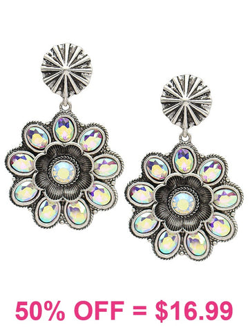 Bling Concho Flower dangle Earrings