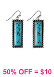 Small Turquoise rectangle earrings with silver border