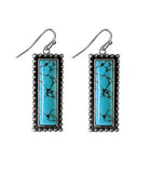 Small Turquoise rectangle earrings with silver border