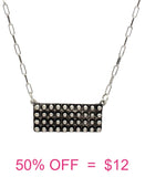 Silver studded rectangle necklace