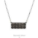 Silver studded rectangle necklace