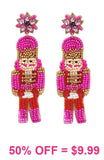 Pink Beaded Nutcracker earrings