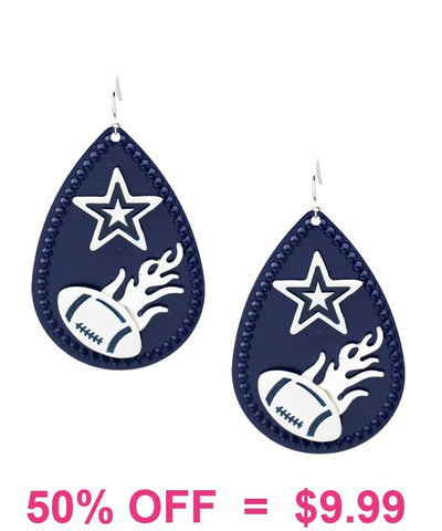 Football & star teardrop earrings
