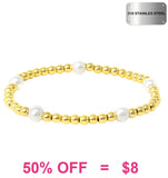 Stainless steel Gold beaded pearl bracelet