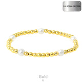 Stainless steel Gold beaded pearl bracelet