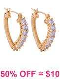 Gold Small Bling heart hoop earrings