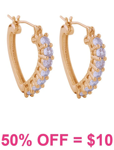 Gold Small Bling heart hoop earrings