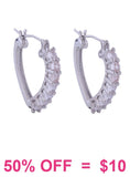 Silver Small Bling heart hoop earrings