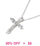 Mini bling cross silver necklace
