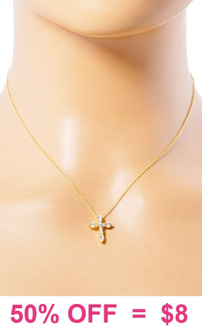 Mini bling cross Gold necklace