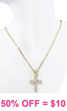 Bling Rhinestone cross gold necklace
