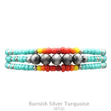 Turquoise & Silver navajo pearl 3 piece bracelet set