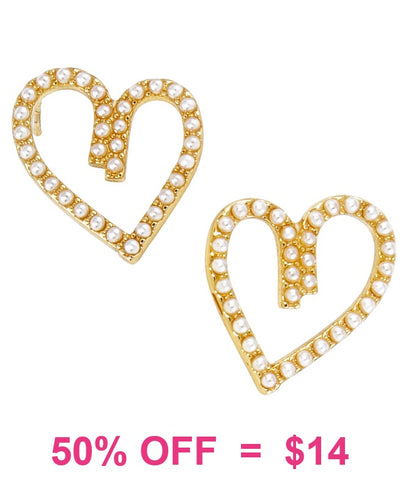Pearl and Gold Heart stud earrings
