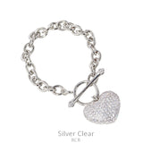 Silver chain bracelet with rinestone bling heart