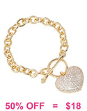 Gold chain bracelet with bling heart