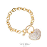 Gold chain bracelet with bling heart