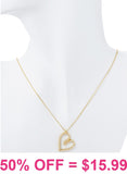 Bling Rinestone Gold heart necklace