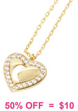 Gold heart moon cutout necklace