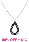 Silver studded teardrop necklace