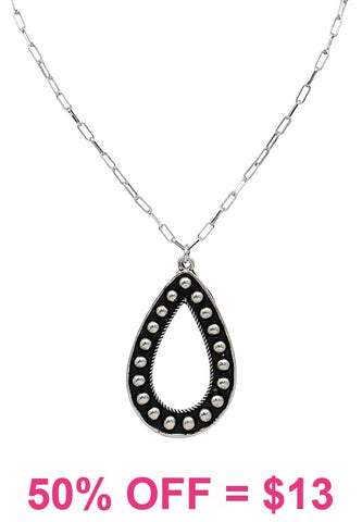 Silver studded teardrop necklace