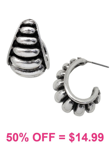 Silver Striped chunky hoops