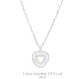Pearl & Bling trim heart dainty silver necklace