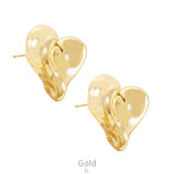 Gold Heart stud earrings 1.25"