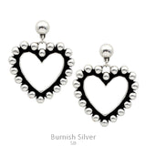 Silver Stud heart dangle earrings