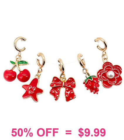 Red charm clasp 5 pc. set