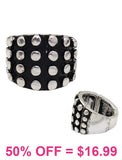 Burnished Silver studded stretch ring