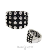 Burnished Silver studded stretch ring