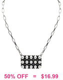 Burnished Silver studded bar pendant necklace