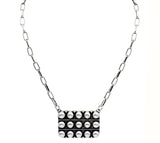 Burnished Silver studded bar pendant necklace
