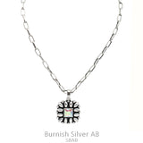 Western Square Flower Concho with Bling Necklace