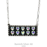 Bling Heart silver bar necklace