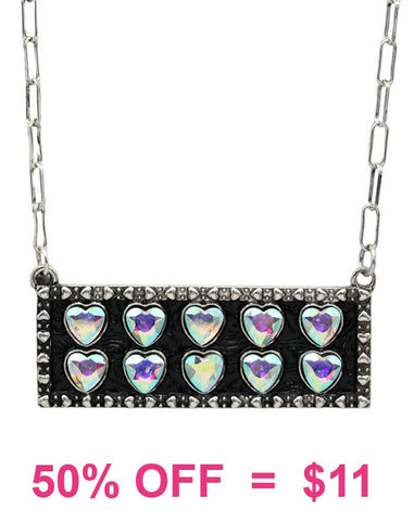 Bling Heart silver bar necklace