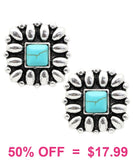 Western Flower concho earrings with Turquoise stone