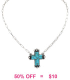 Silver necklace with Turquoise cross