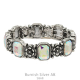 Bling Rhinestone, silver flower stretch bracelet