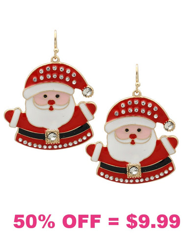 Red Santa bling earrings