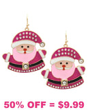 Pink Santa bling earrings