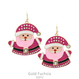 Pink Santa bling earrings