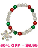 Christmas beaded bracelet with snowflake charm