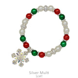 Christmas beaded bracelet with snowflake charm