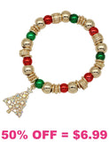 Christmas beaded bracelet with charm