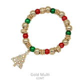 Christmas beaded bracelet with charm