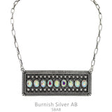 Western Studded Bling Bar Metal Plate Necklace