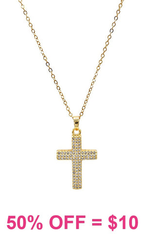 Pave Bling Gold cross necklace